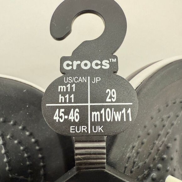 NWT Crocs Crocband Flip Black White Stripe Men's 11 Women's 13 - Picture 7 of 11